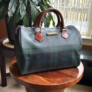 POLO RALPH LAUREN Tartan Plaid Boston Bag Forest Green Navy  👜